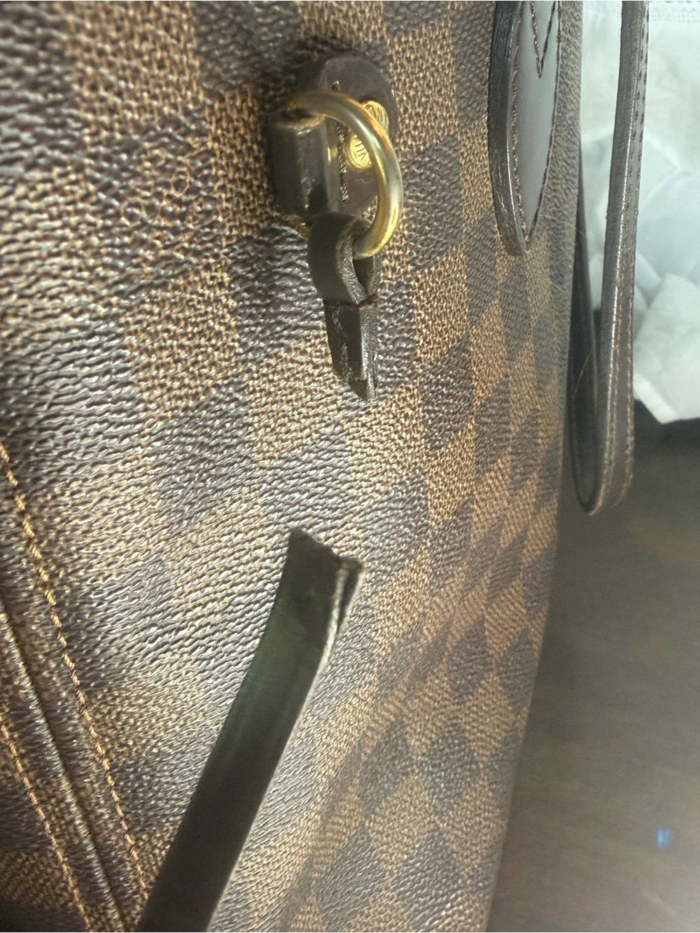 Louis Vuitton Brown Damier Ebene Neverfull PM with Gold Hardware